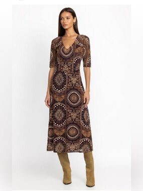 Johnny Was sheer embroidered dress